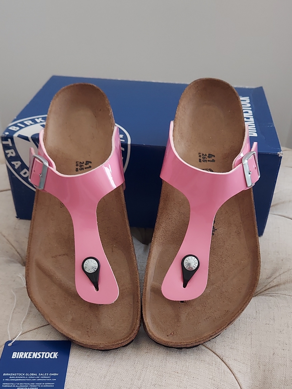 Birkenstock Gizeh Patent Thong Sandals - Candy Pink